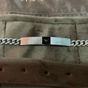 Emporio Armani Silver and Black Chain Bracelet